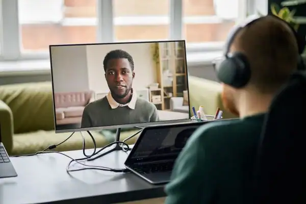 Man attending online mediation Coalville MIAMS session